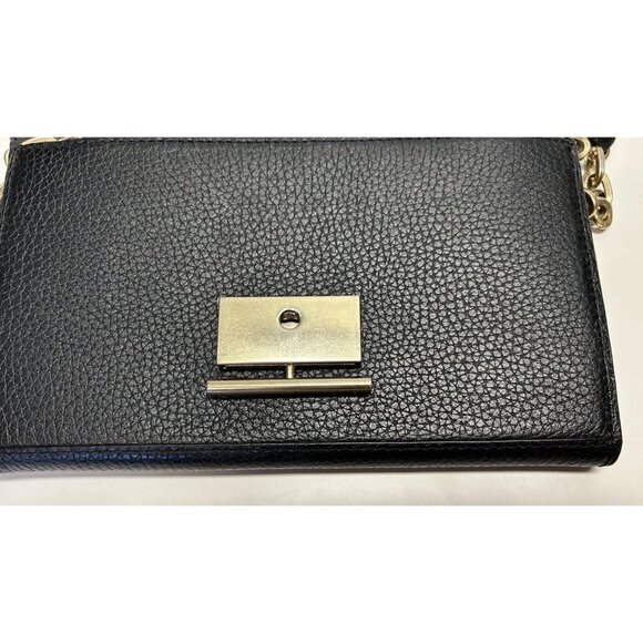 Treasure & Bond Black Pebbled Leather Crossbody Purse Bag Clutch Gold Hardware - Picture 7 of 12